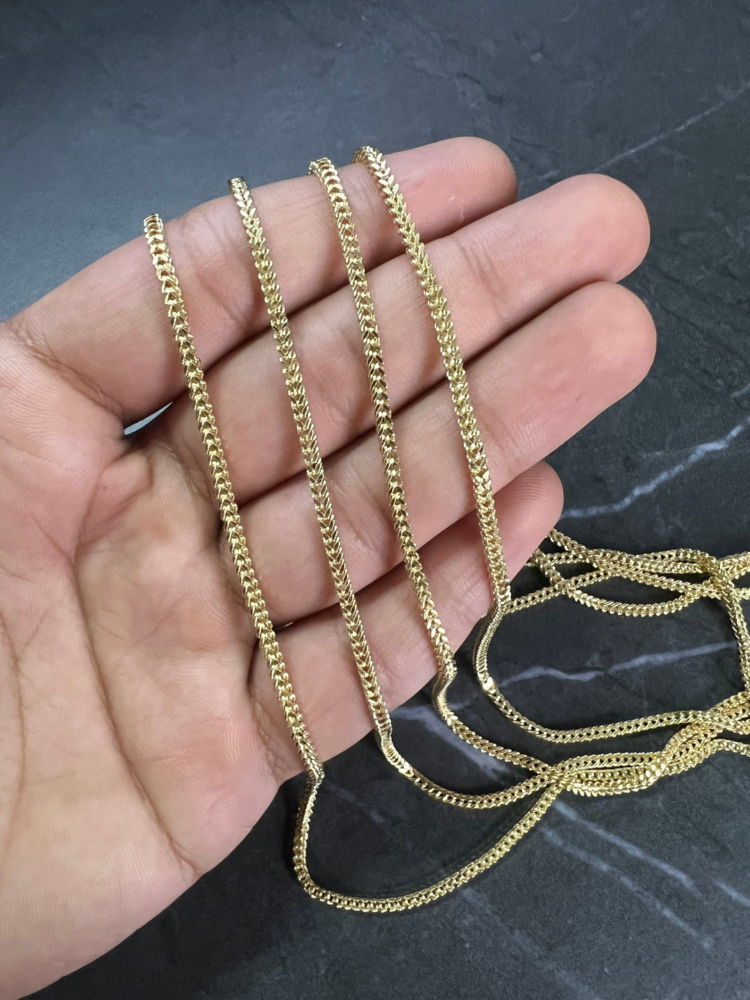 2mm Solid 10K Yellow Gold .925 Sterling Silver Franco Chain Gold Necklace 2mm 16"-28", Gold Chain for Men and Women, Diamond Cut Gold Franco