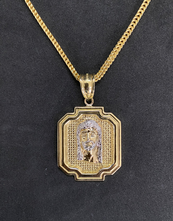 10K Yellow Gold .925 Sterling Silver Virgin Mother Mary Lady Guadalupe Medallion Charm/Pendant