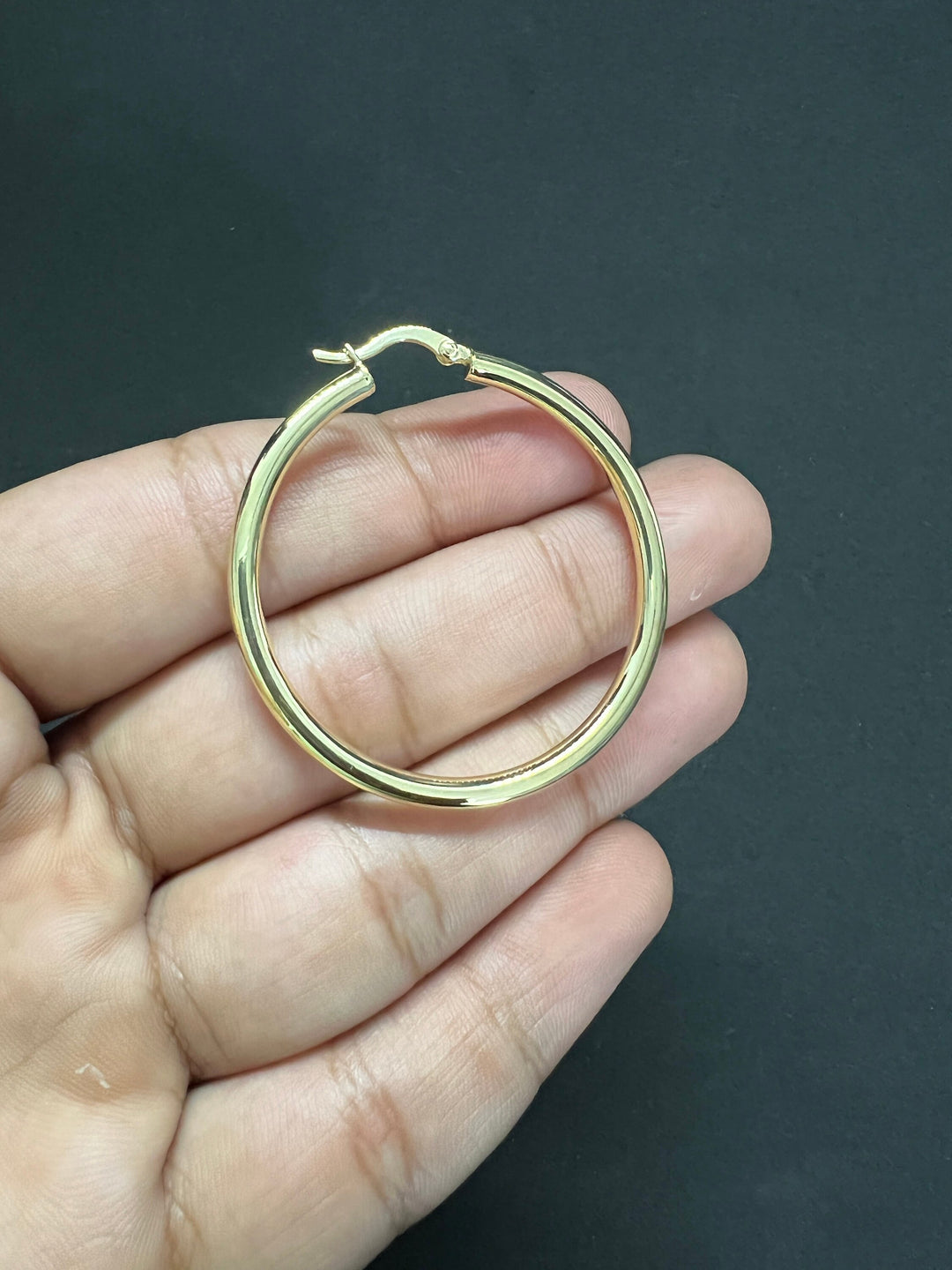 10K Yellow Gold .925 Sterling Silver Gold Round Hoop Earrings