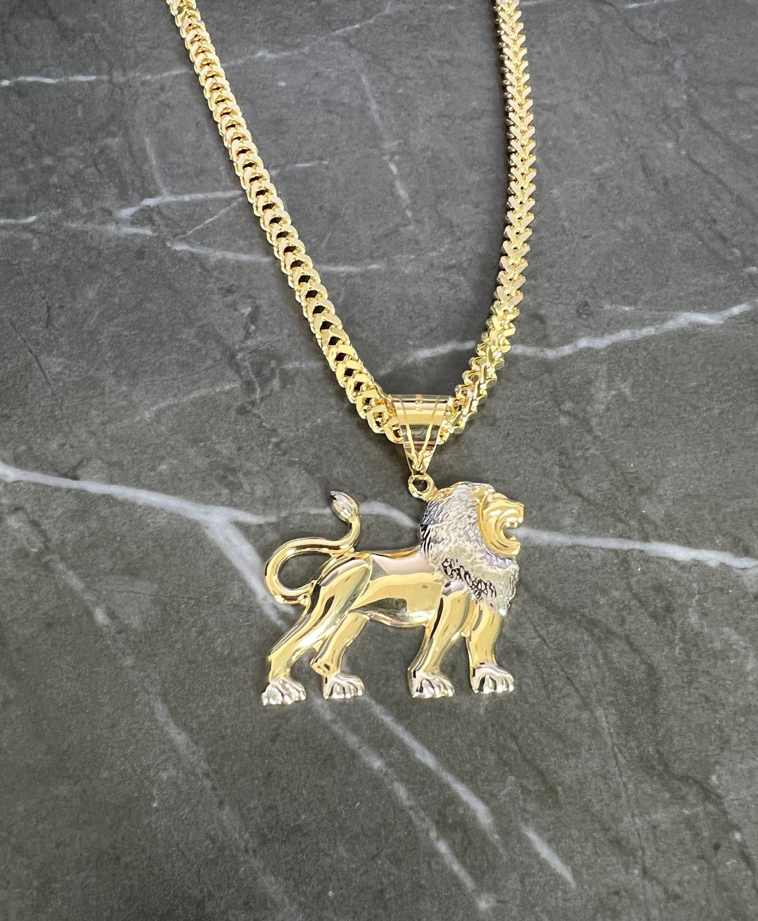 10K Yellow Gold .925 Sterling Silver Shiny Roaring Fierce Lion Full Body, Lion Face/Head Charm/Pendant, Gold Leo Zodiac Lion King Pendant