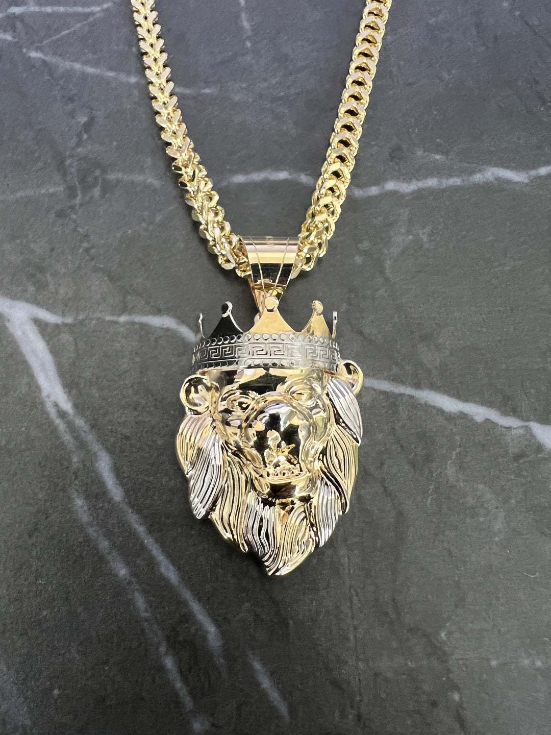 10K Yellow Gold .925 Sterling Silver Shiny Roaring Fierce Lion King Face/Head Charm/Pendant, Lion Face, Gold Leo Zodiac Lion King Pendant