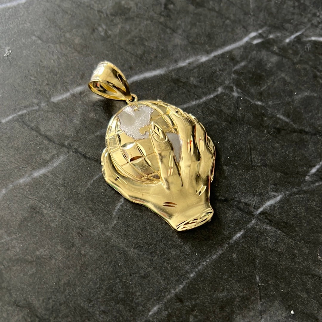 World with hands pendant