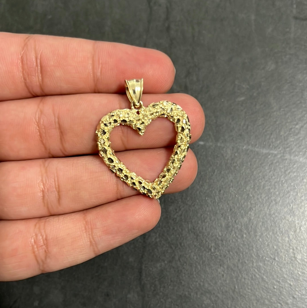 10K Gold Nugget Heart with Bigger Bail