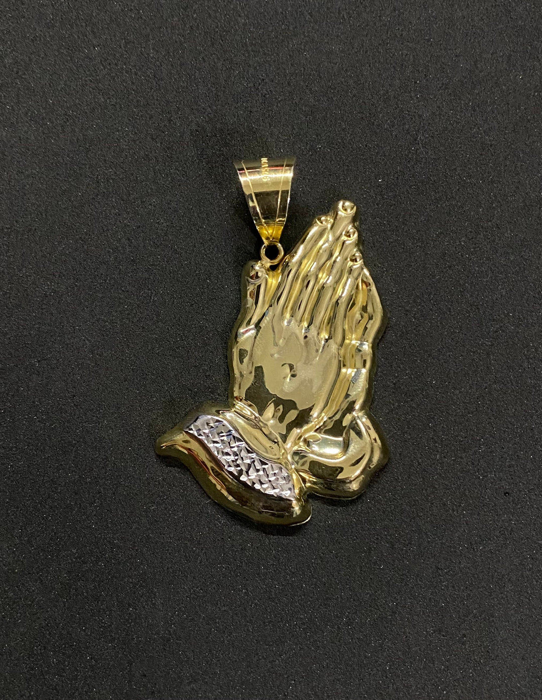 10K Yellow Gold .925 Sterling Silver Praying Hands Charm/Pendant