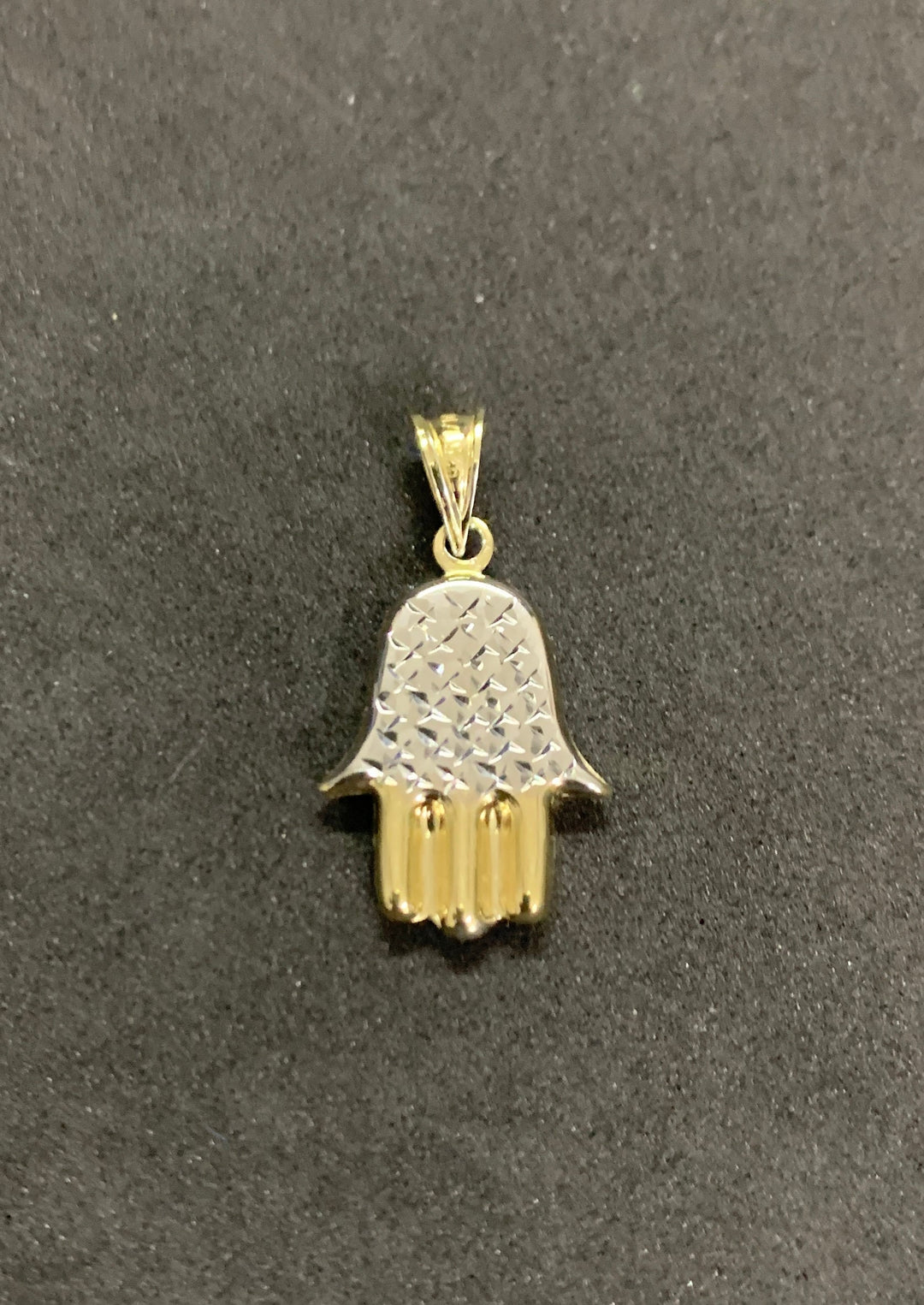 10K Yellow Gold .925 Sterling Silver Hamsa Hand Charm/Pendant