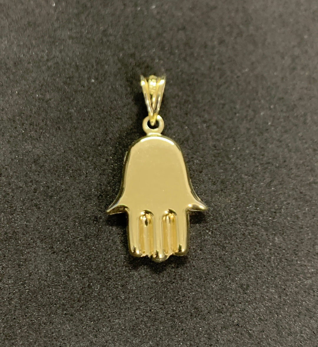 10K Yellow Gold .925 Sterling Silver Hamsa Hand Charm/Pendant