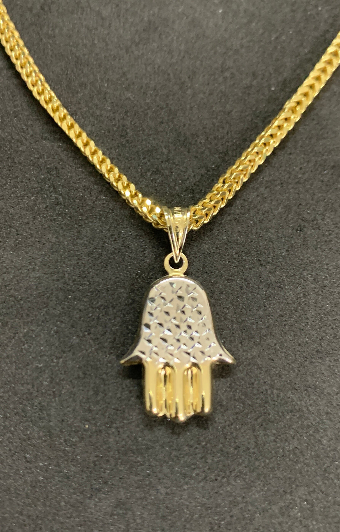 10K Yellow Gold .925 Sterling Silver Hamsa Hand Charm/Pendant