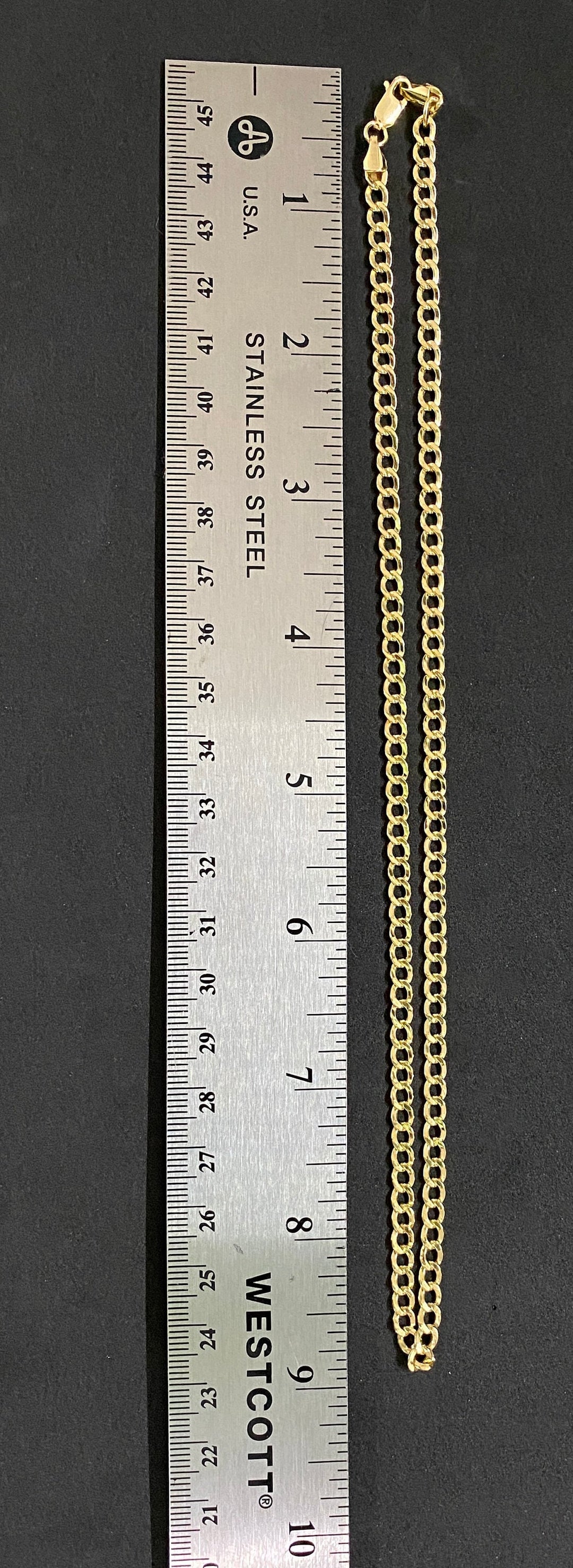 3.5mm Solid 10K Yellow Gold .925 Sterling Silver Miami Curb Link Chain 3.5mm 18"-26"