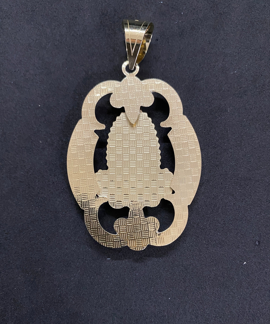 10K Yellow Gold .925 Sterling Silver Lady Guadalupe Medallion Charm/Pendant