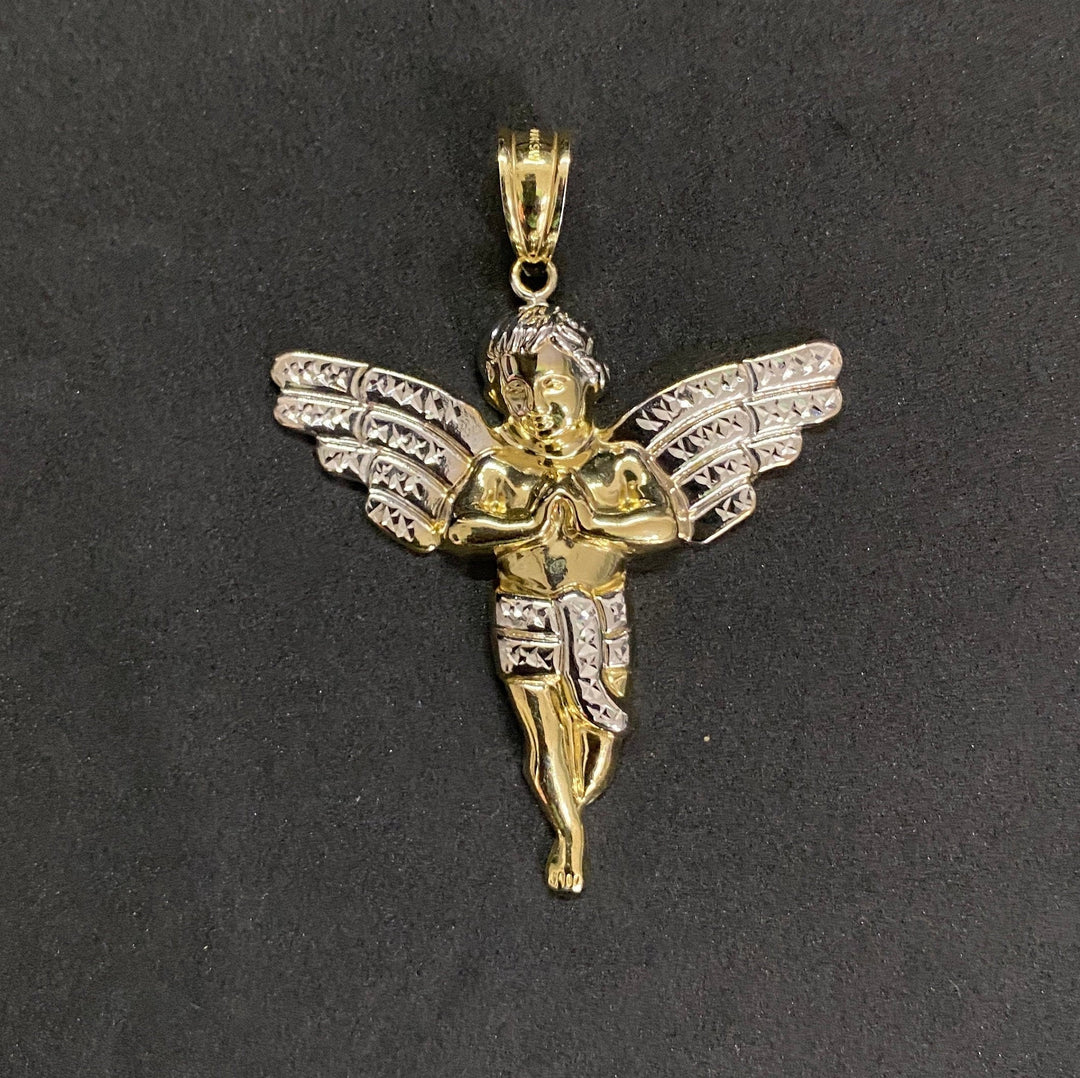 10K Yellow Gold .925 Sterling Silver Two Tone Baby Angel Charm/Pendant