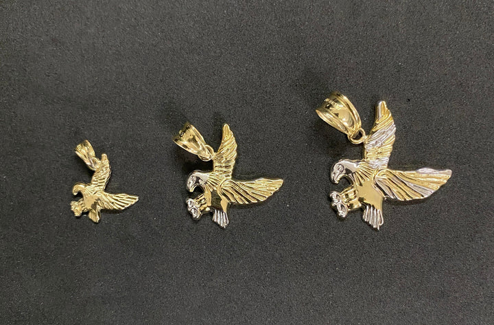 10K Yellow Gold .925 Sterling Silver Flying Eagle Charm/Pendant