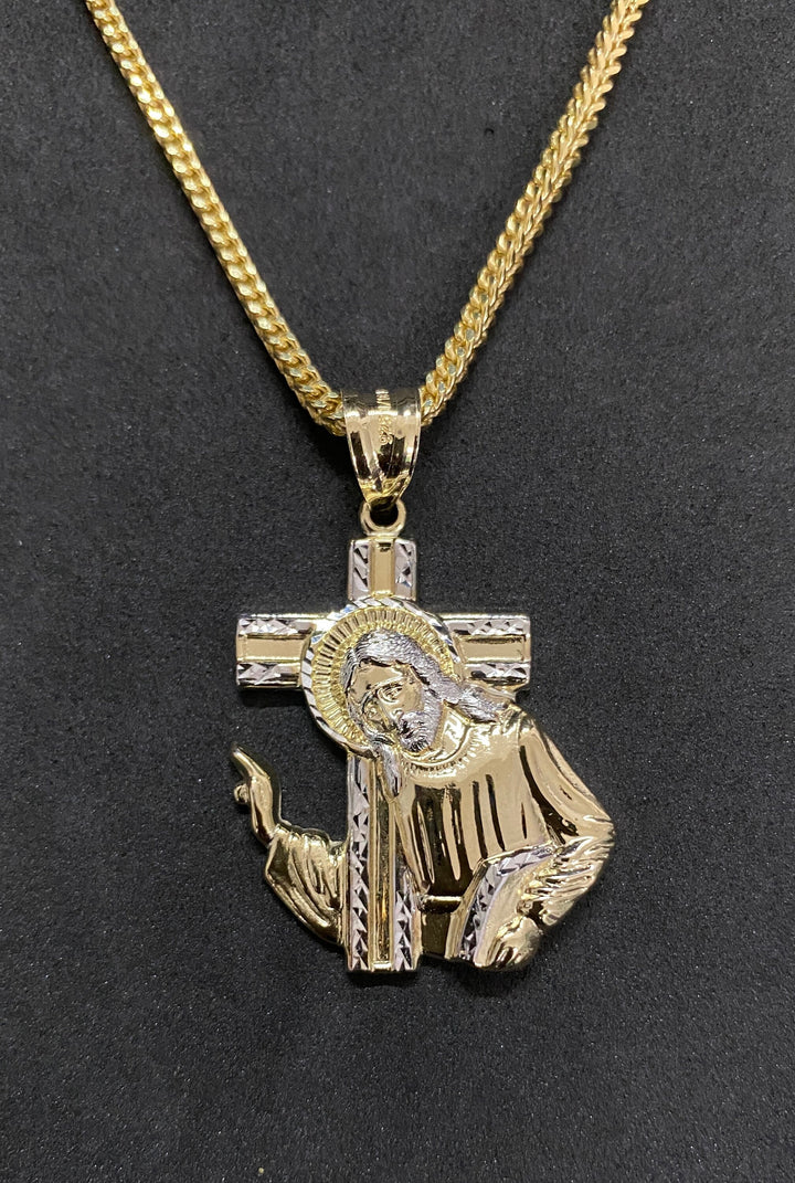 10K Yellow Gold .925 Sterling Silver Jesus Cross/Body Charm/Pendant