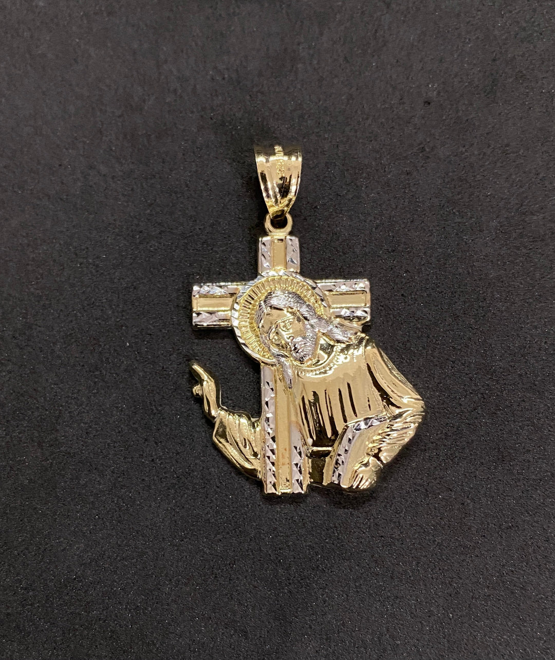 10K Yellow Gold .925 Sterling Silver Jesus Cross/Body Charm/Pendant