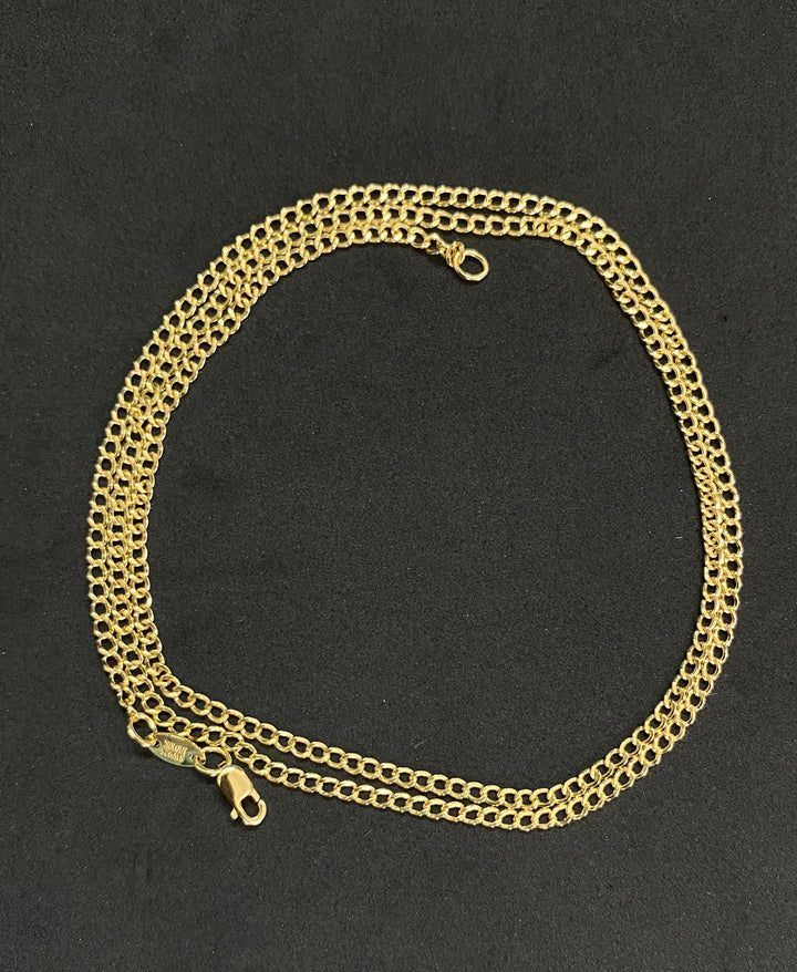 1.5mm Solid 10K Yellow Gold .925 Sterling Silver Miami Curb Link Chain 1.5mm 16"-24"