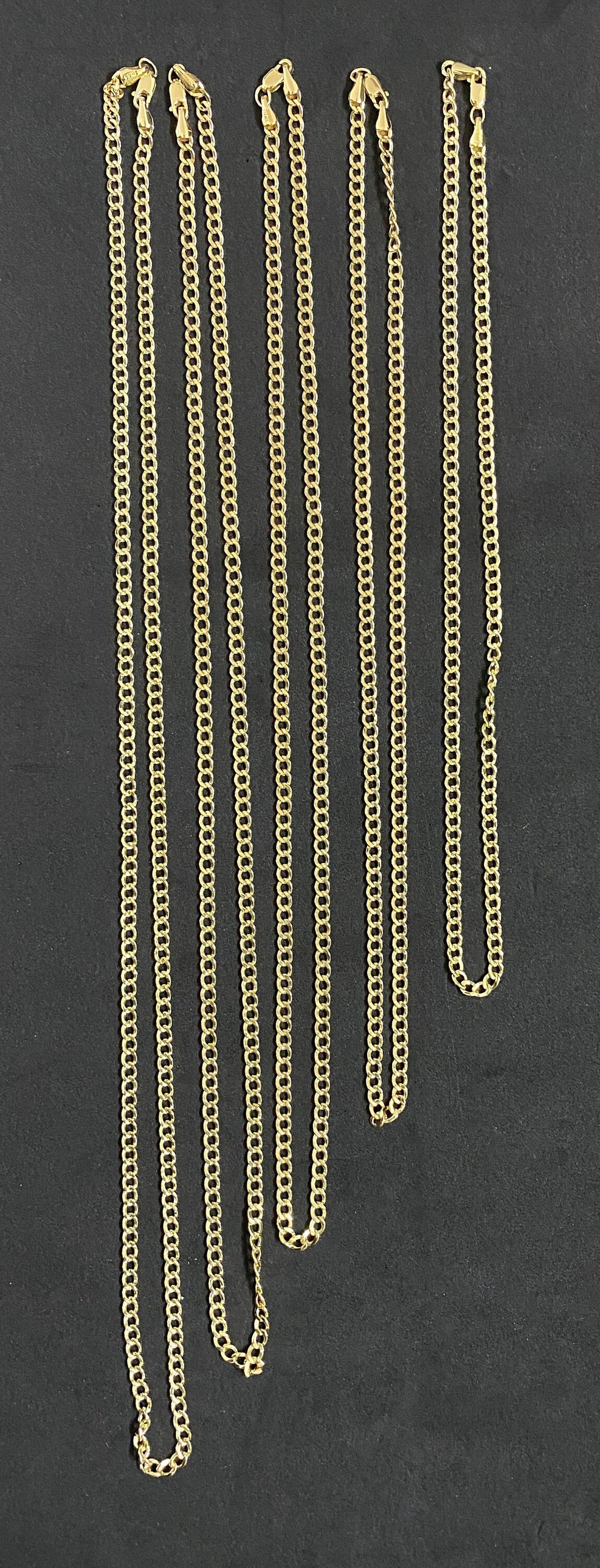 2.5mm Solid 10K Yellow Gold .925 Sterling Silver Miami Curb Link Chain 2.5mm 16"-24"