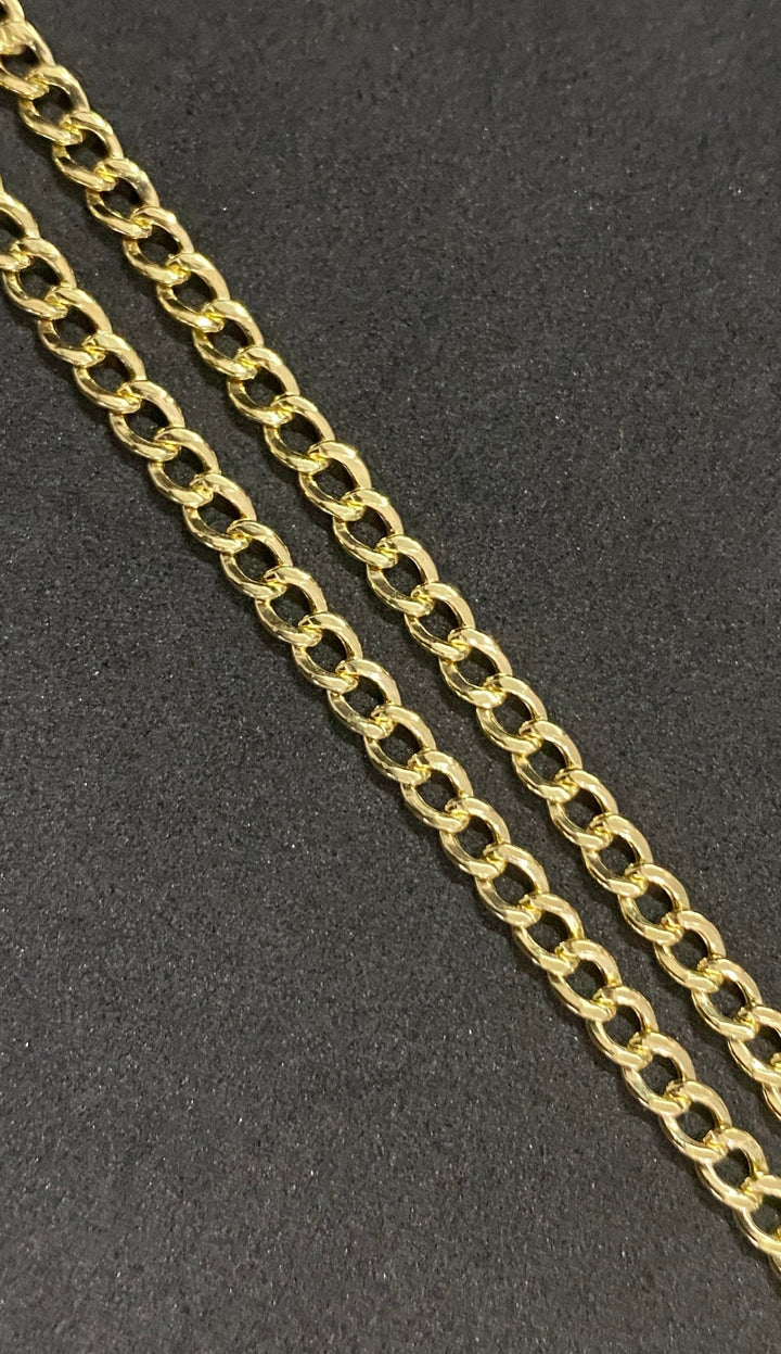 2.5mm Solid 10K Yellow Gold .925 Sterling Silver Miami Curb Link Chain 2.5mm 16"-24"