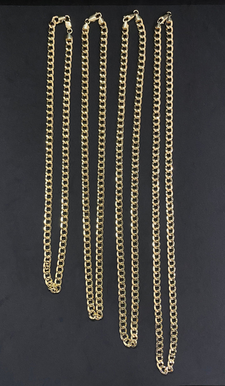 6mm Solid 10K Yellow Gold .925 Sterling Silver Miami Curb Link Chain 6mm 20"-26"