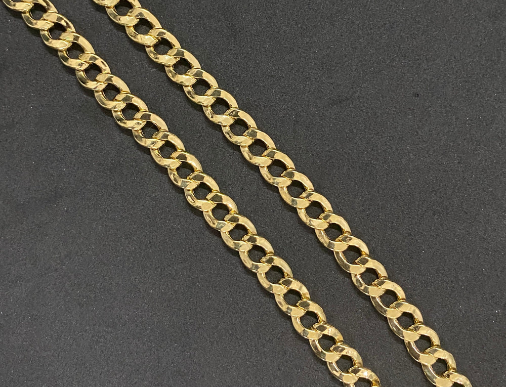 6mm Solid 10K Yellow Gold .925 Sterling Silver Miami Curb Link Chain 6mm 20"-26"