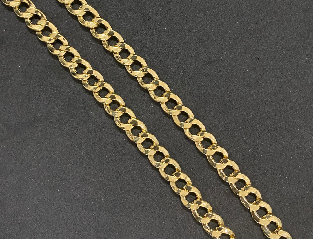 6mm Solid 10K Yellow Gold .925 Sterling Silver Miami Curb Link Chain 6mm 20"-26"