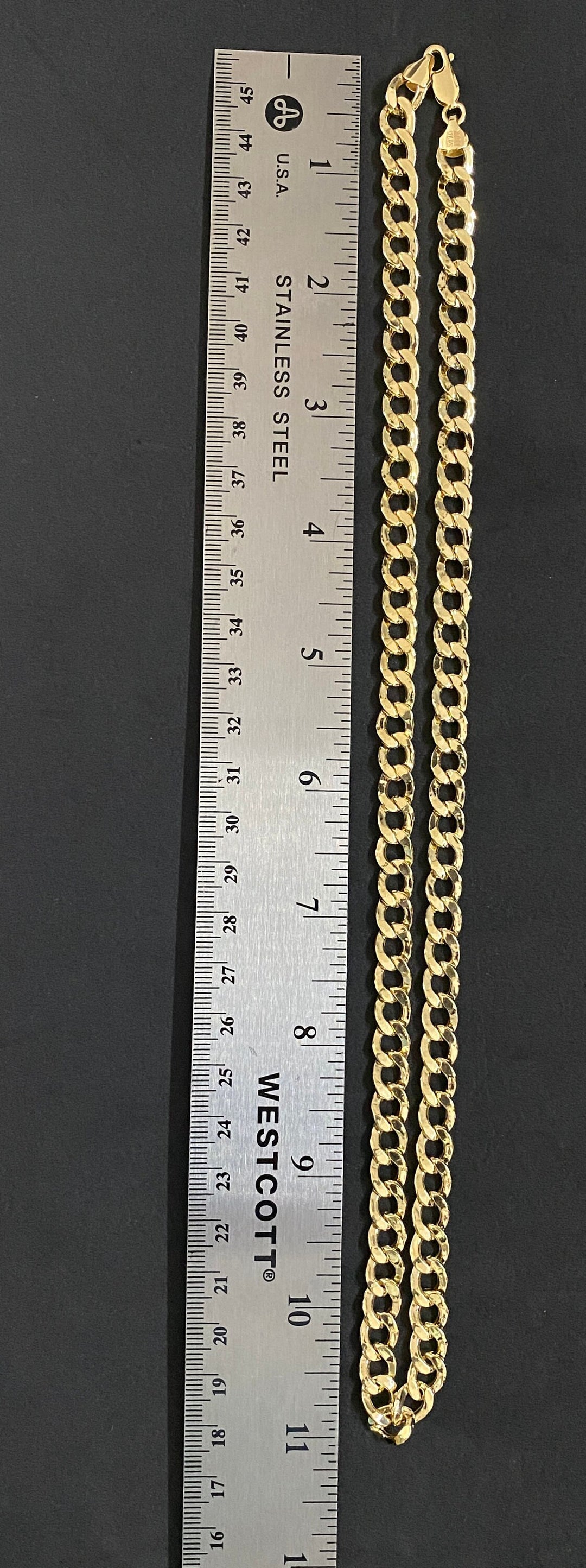 7mm Solid 10K Yellow Gold .925 Sterling Silver Miami Curb Link Chain 7mm 22"-26"