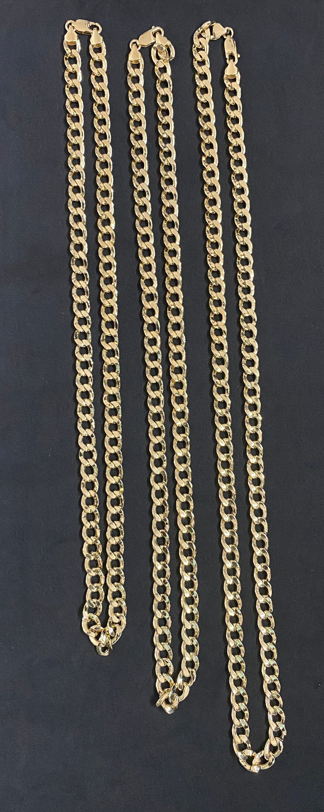 7mm Solid 10K Yellow Gold .925 Sterling Silver Miami Curb Link Chain 7mm 22"-26"