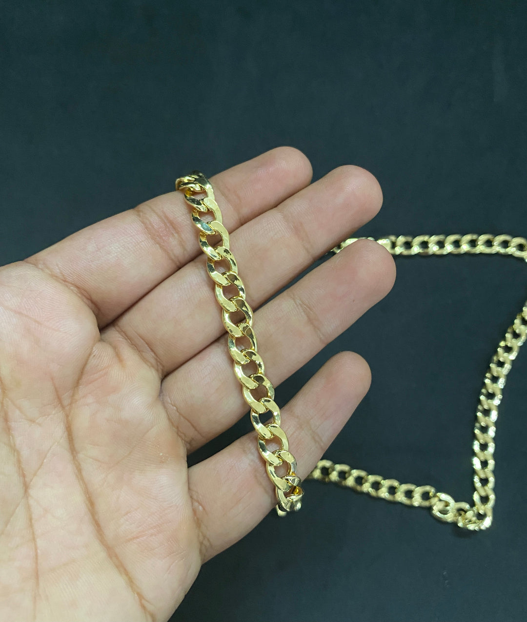 7mm Solid 10K Yellow Gold .925 Sterling Silver Miami Curb Link Chain 7mm 22"-26"