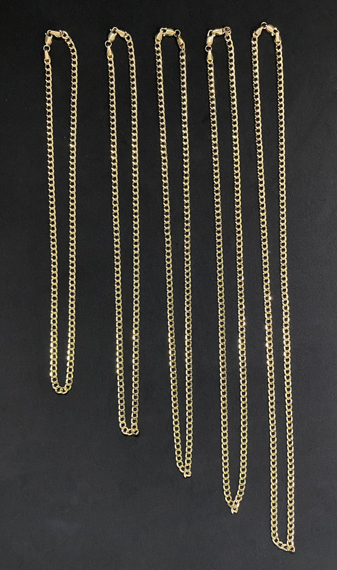 3.5mm Solid 10K Yellow Gold .925 Sterling Silver Miami Curb Link Chain 3.5mm 18"-26"