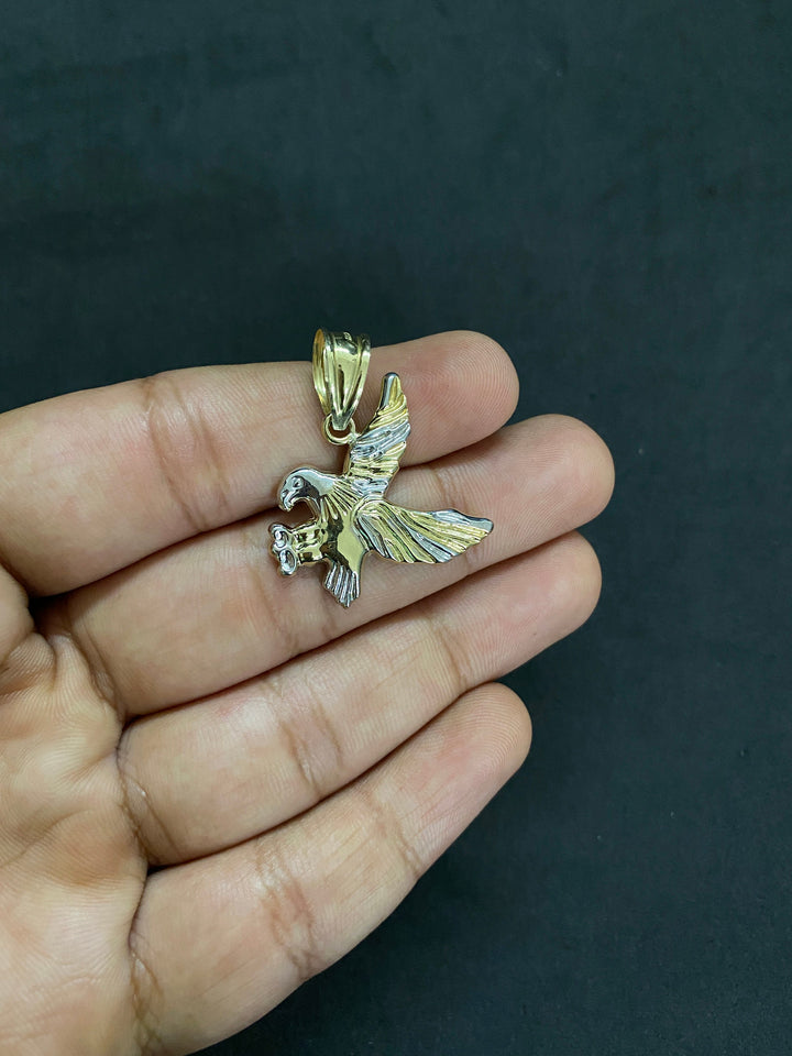 10K Yellow Gold .925 Sterling Silver Flying Eagle Charm/Pendant