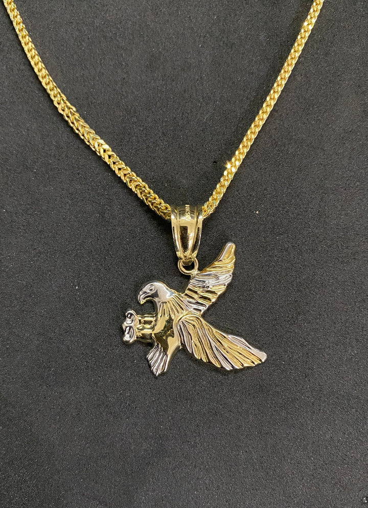 10K Yellow Gold .925 Sterling Silver Flying Eagle Charm/Pendant