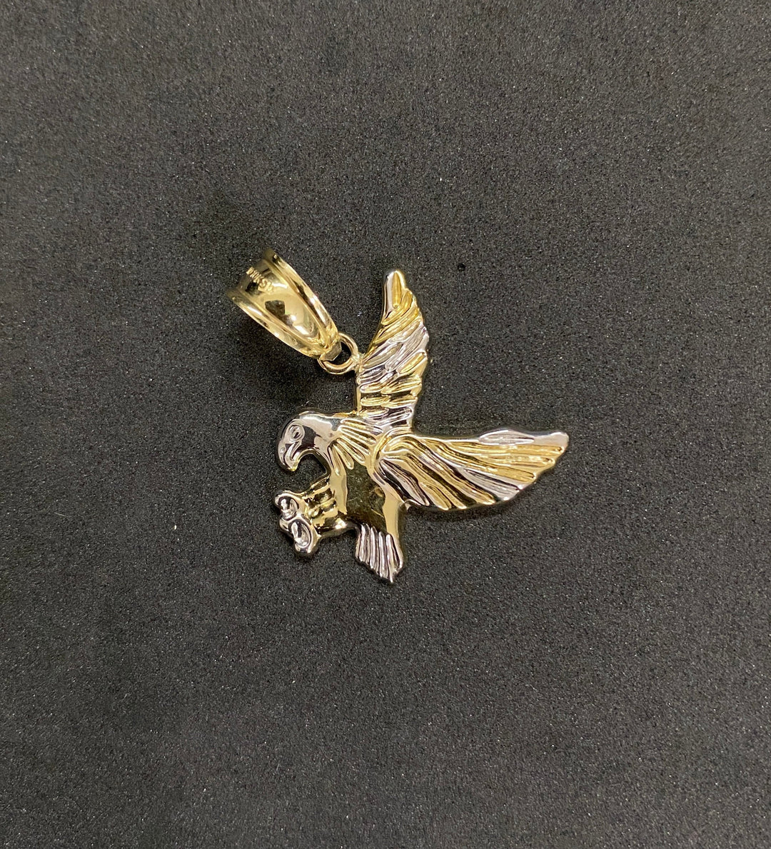 10K Yellow Gold .925 Sterling Silver Flying Eagle Charm/Pendant