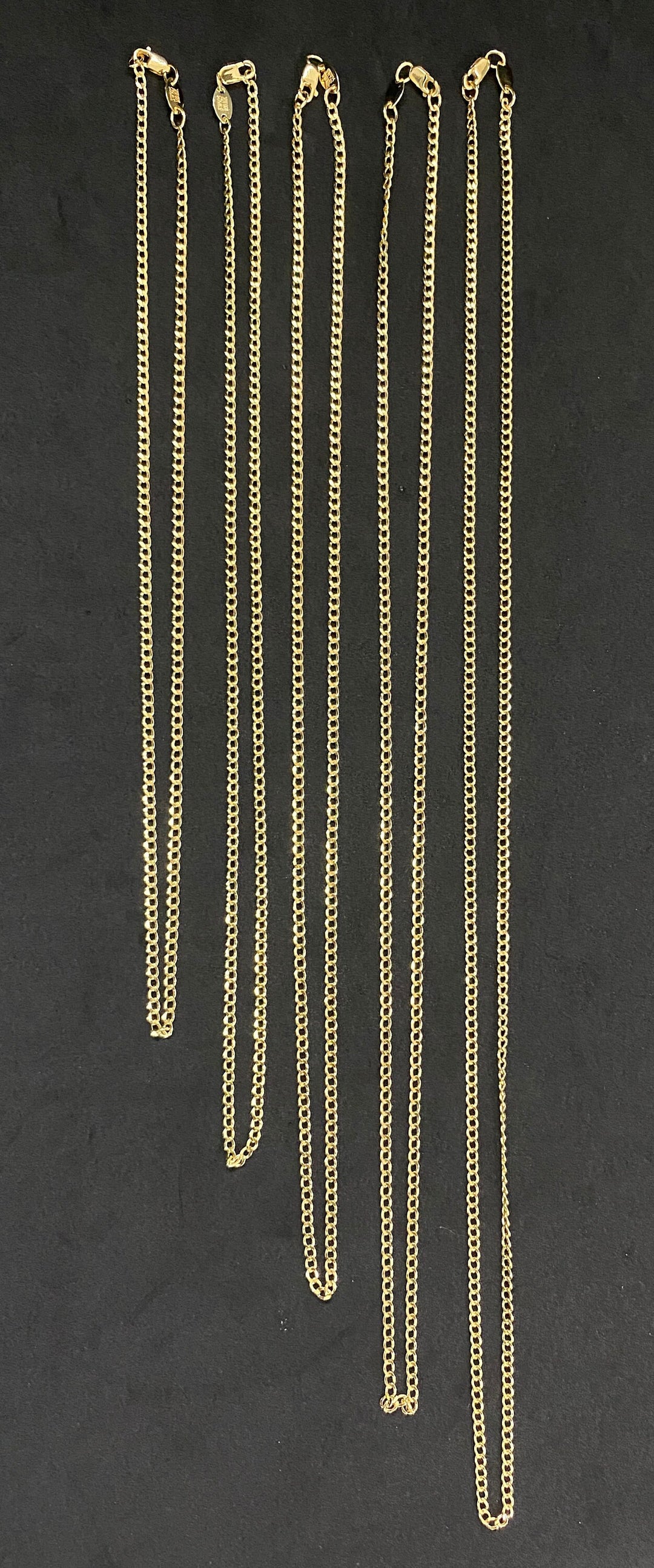 1.5mm Solid 10K Yellow Gold .925 Sterling Silver Miami Curb Link Chain 1.5mm 16"-24"