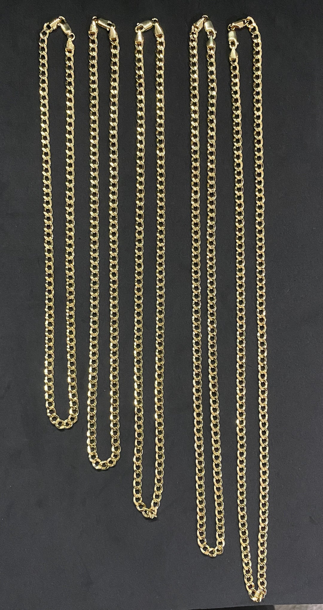 4mm Solid 10K Yellow Gold .925 Sterling Silver Miami Curb Link Chain 4mm 18"-26"