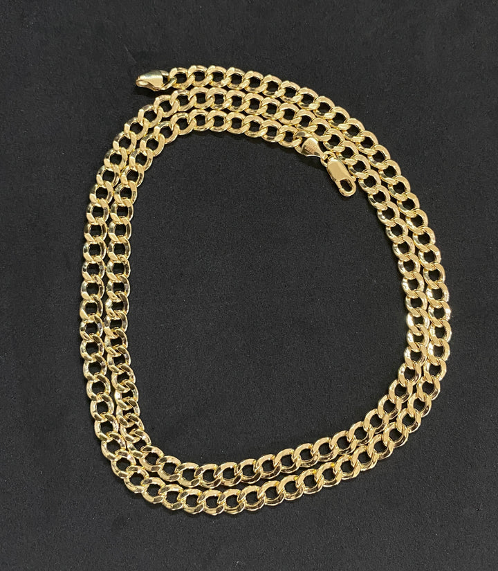 5mm Solid 10K Yellow Gold .925 Sterling Silver Miami Curb Link Chain 5mm 20"-26"