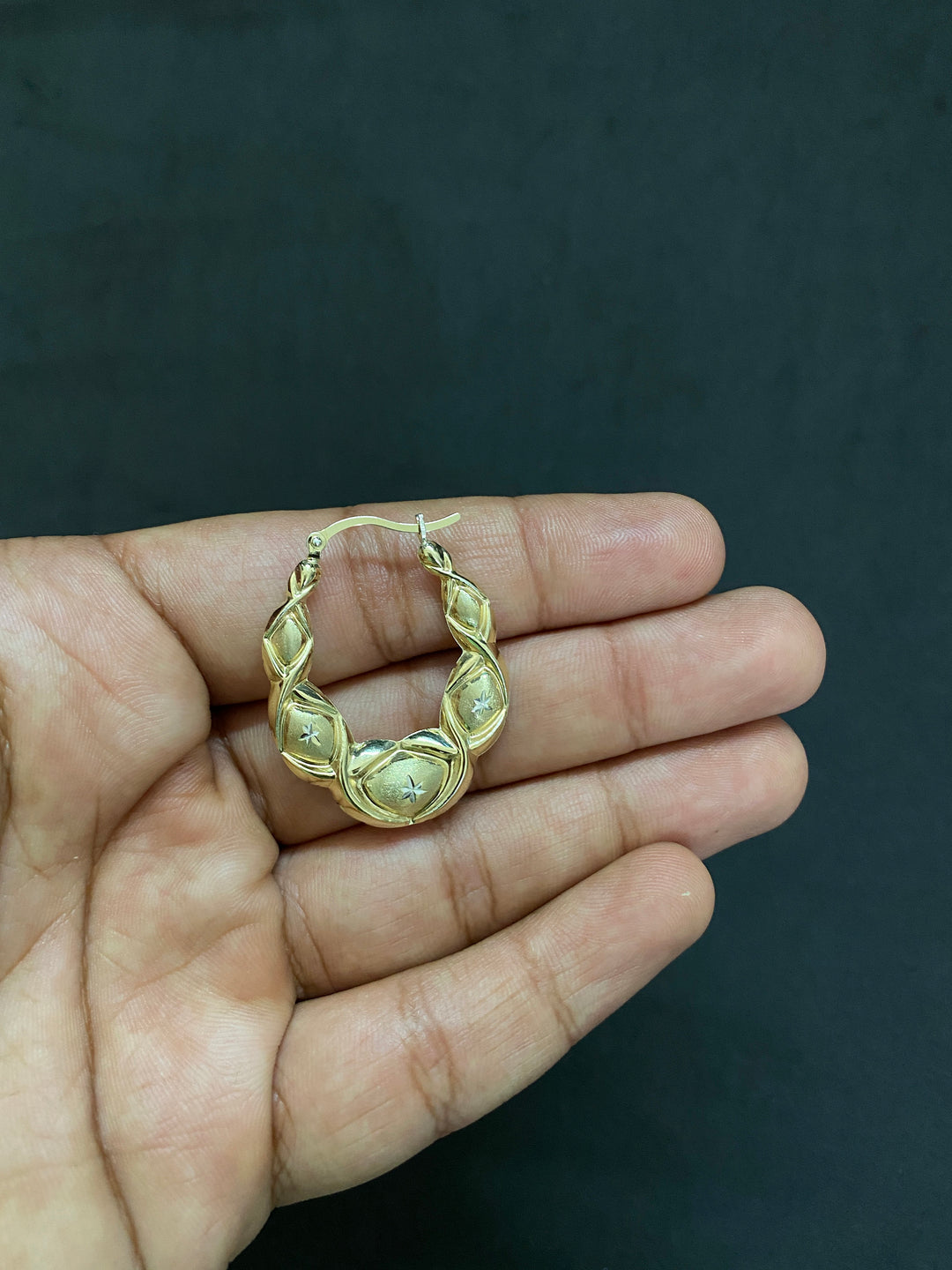 10K Yellow Gold .925 Sterling Silver Hugs and Kisses (XO) Hoop Earrings