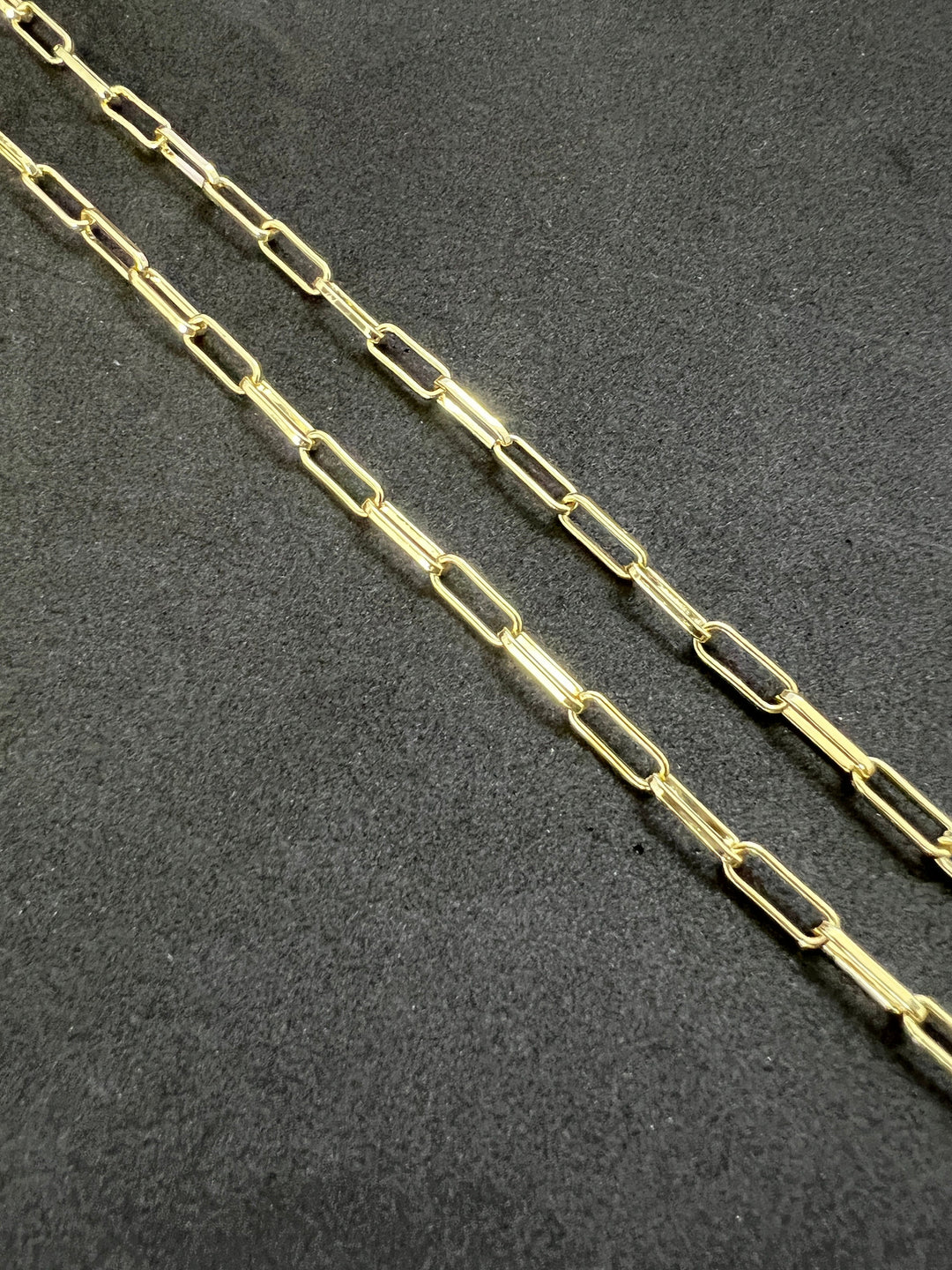 3mm Solid 10K Yellow Gold .925 Sterling Silver Paperclip Link Chain Necklace 3mm 16"-19"