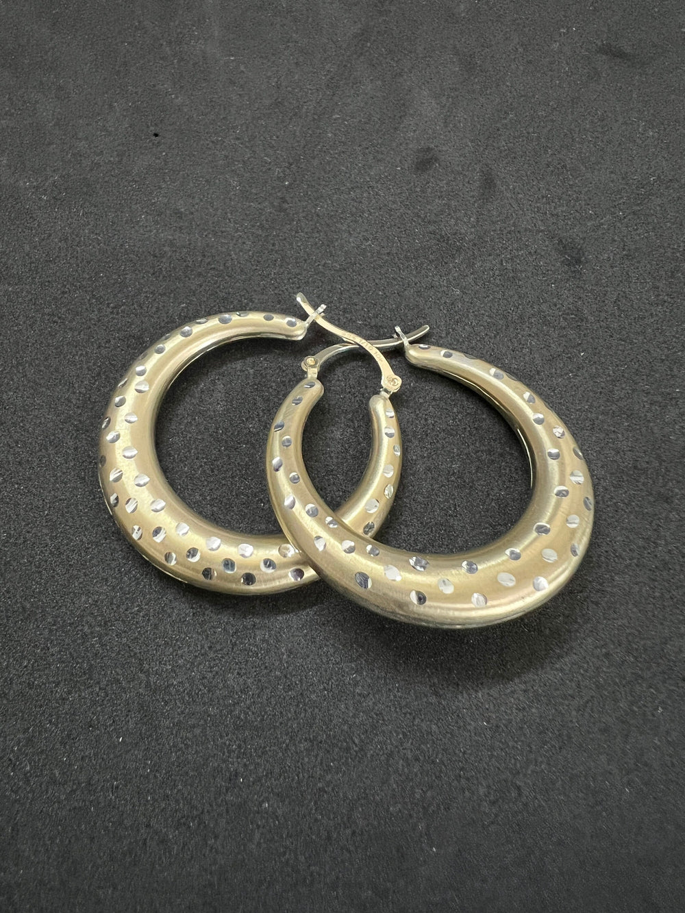 10K Yellow Gold .925 Sterling Silver Diamond Cut Hoop Earrings