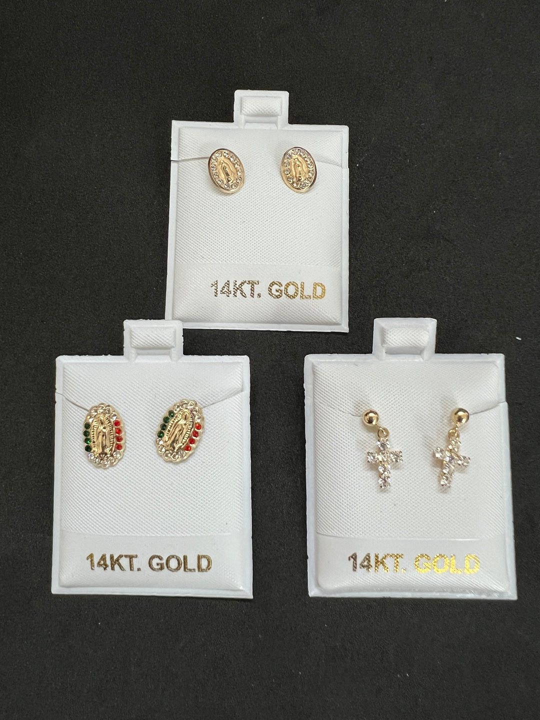 Authentic 14K Gold Screw-back Earrings, Assorted Styles, Elephant, Butterfly, Cross, Turtle, Mother Mary, Teddy Bear, Dolphin