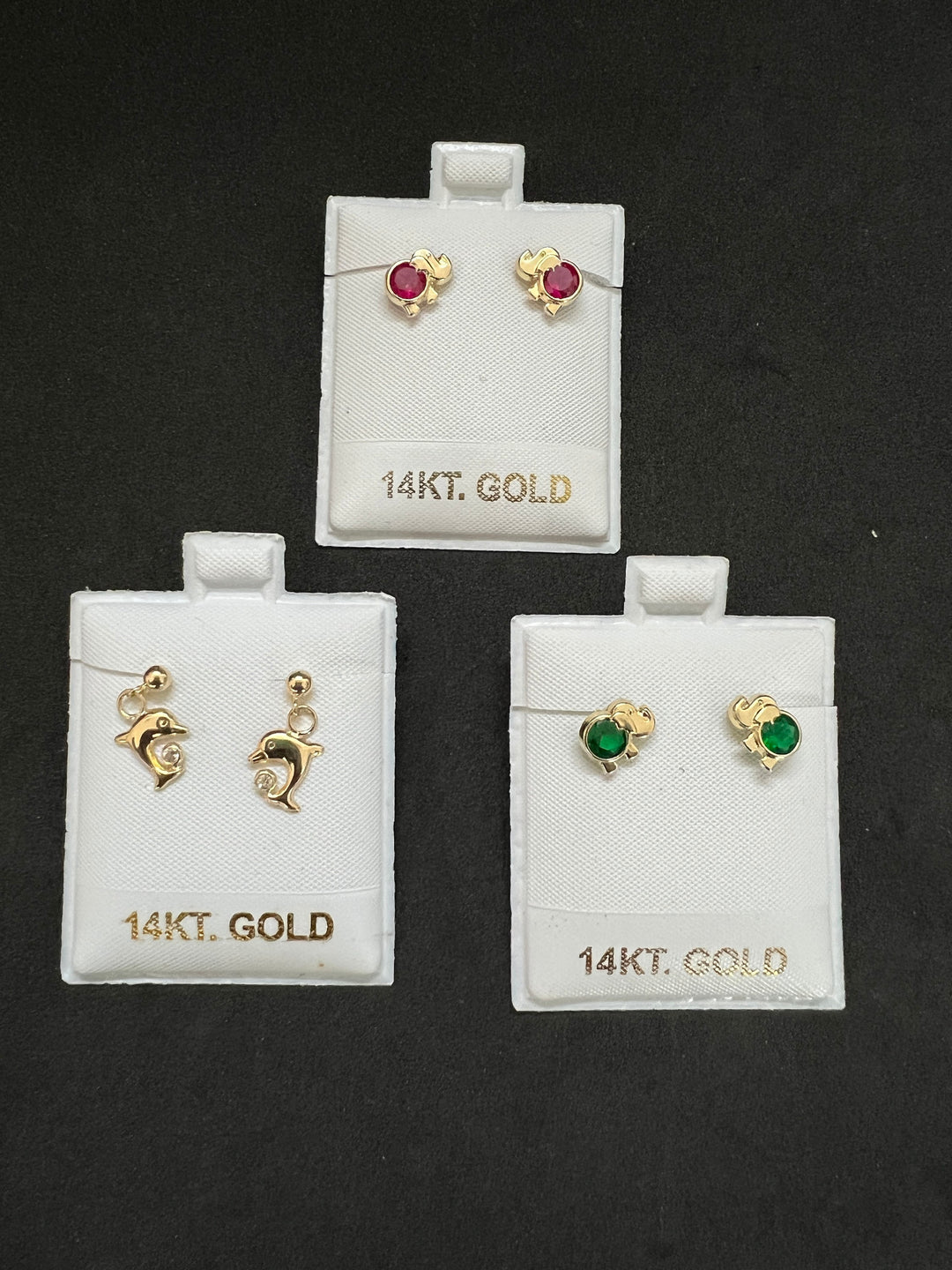 Authentic 14K Gold Screw-back Earrings, Assorted Styles, Elephant, Butterfly, Cross, Turtle, Mother Mary, Teddy Bear, Dolphin