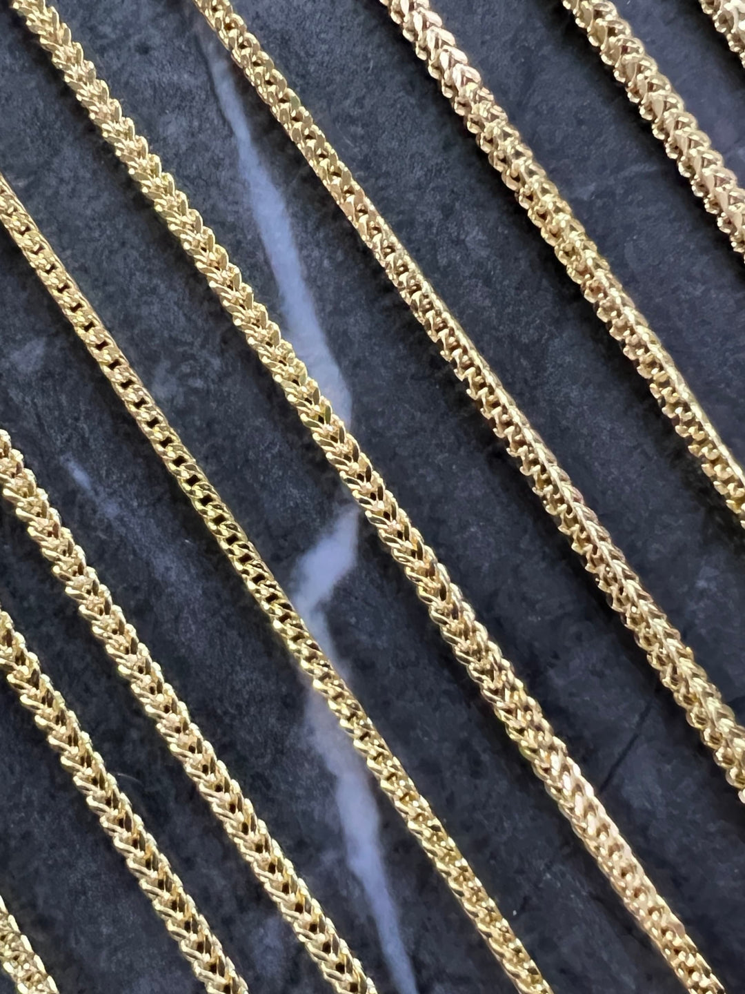 2mm Solid 10K Yellow Gold .925 Sterling Silver Franco Chain Gold Necklace 2mm 16"-28", Gold Chain for Men and Women, Diamond Cut Gold Franco