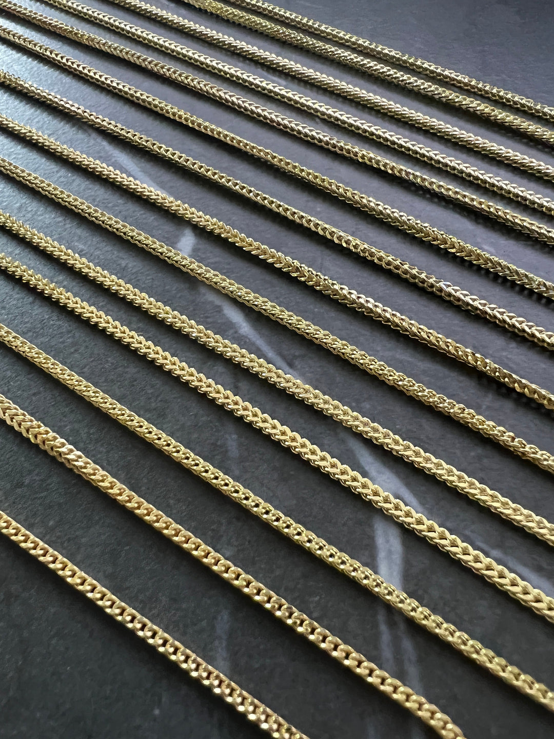 2mm Solid 10K Yellow Gold .925 Sterling Silver Franco Chain Gold Necklace 2mm 16"-28", Gold Chain for Men and Women, Diamond Cut Gold Franco