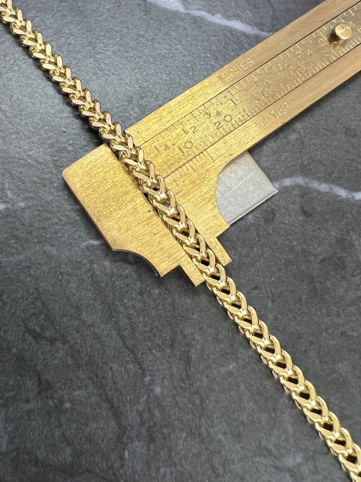 4mm Solid 10K Yellow Gold .925 Sterling Silver Franco Chain Gold Necklace 4mm 18"-28", Gold Chain for Men and Women, Diamond Cut Gold Franco