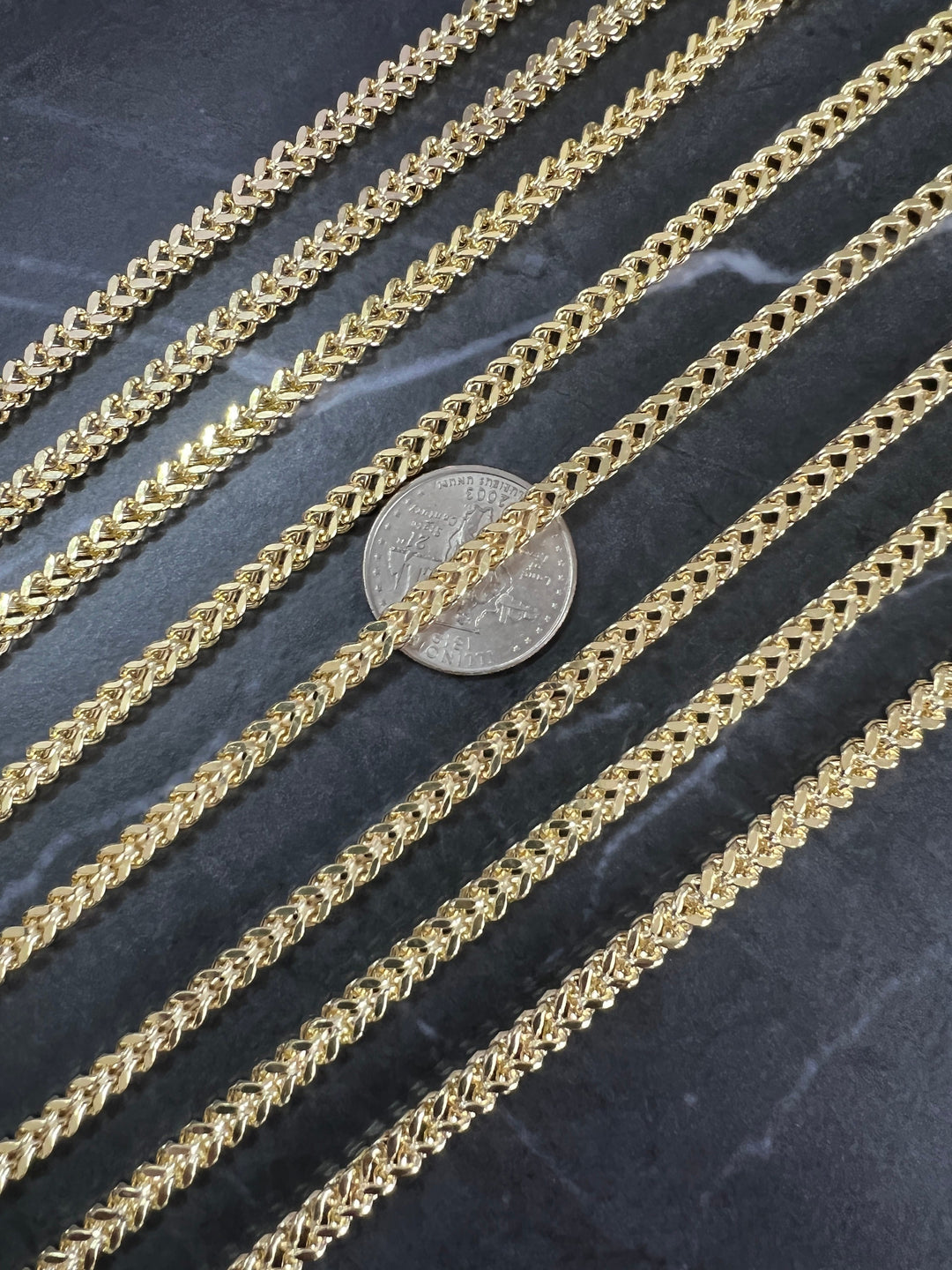 4mm Solid 10K Yellow Gold .925 Sterling Silver Franco Chain Gold Necklace 4mm 18"-28", Gold Chain for Men and Women, Diamond Cut Gold Franco