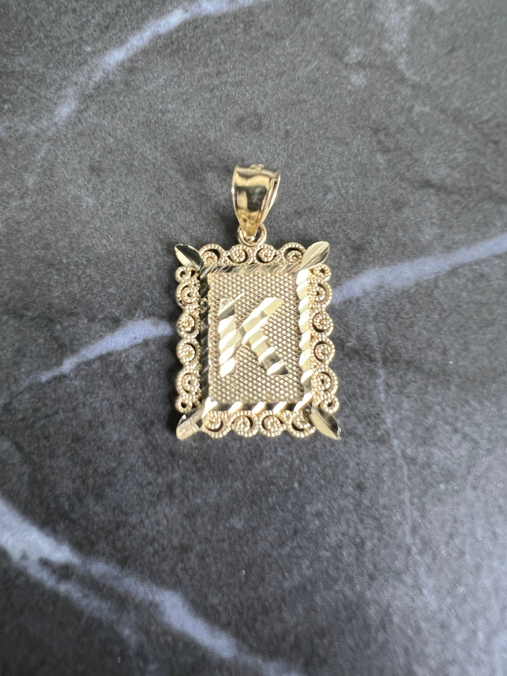 Authentic 10K Gold Medal Initial Letter Charm/Pendant