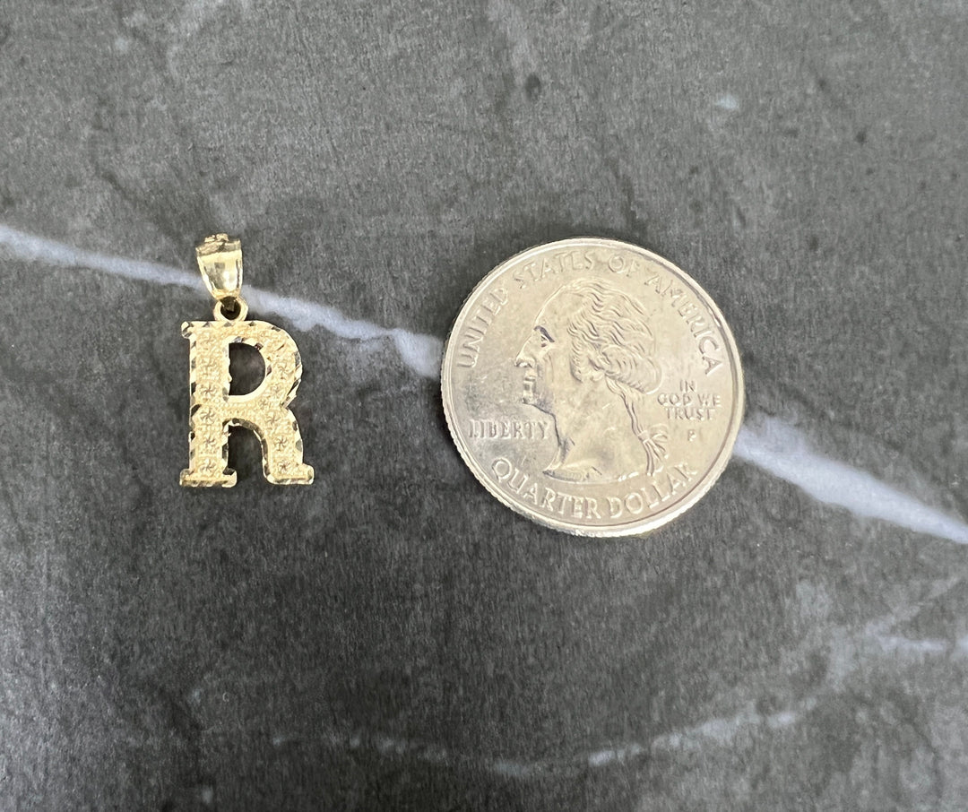 Authentic 10K Gold Initial Letter Charm/Pendant - Small