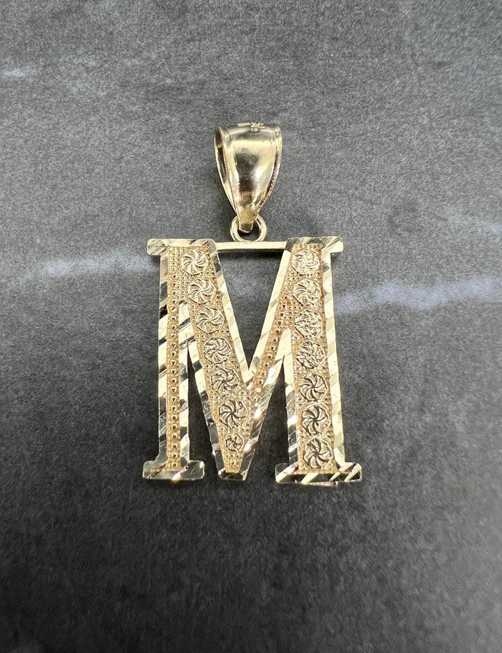 Authentic 10K Gold Initial Letter Charm/Pendant - Medium