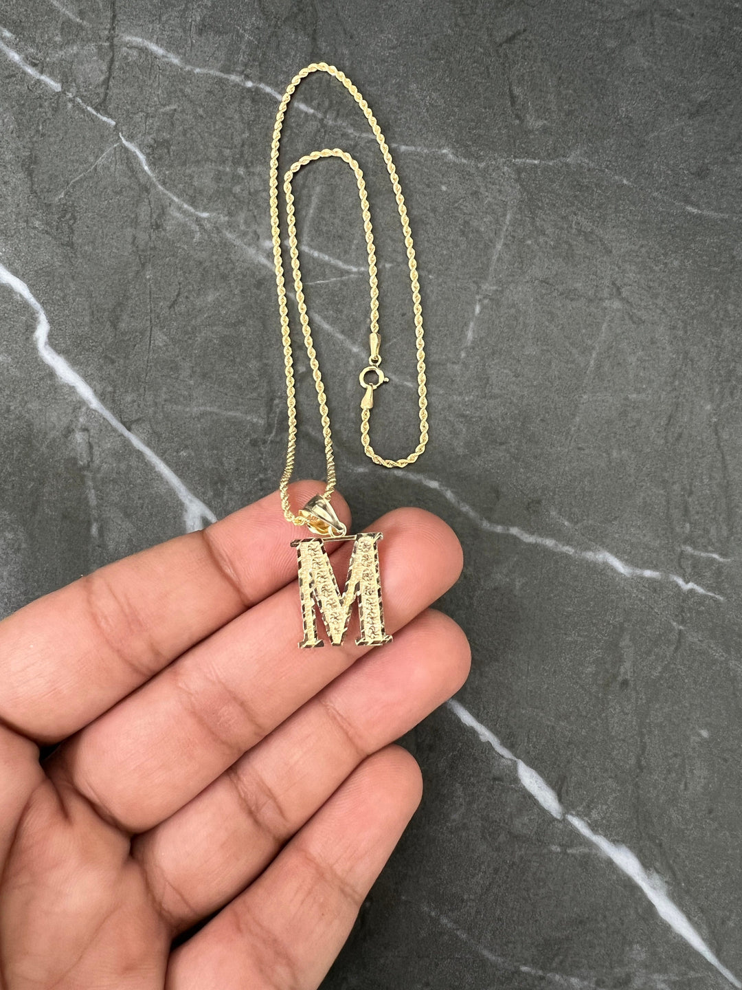 Authentic 10K Gold Initial Letter Charm/Pendant - Medium