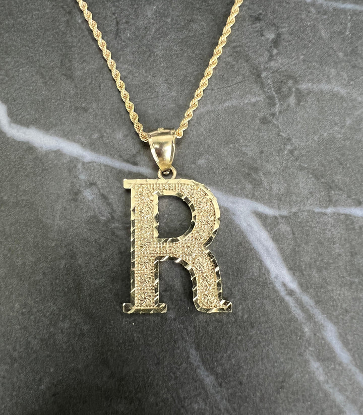 Authentic 10K Gold Initial Letter Charm/Pendant - Large