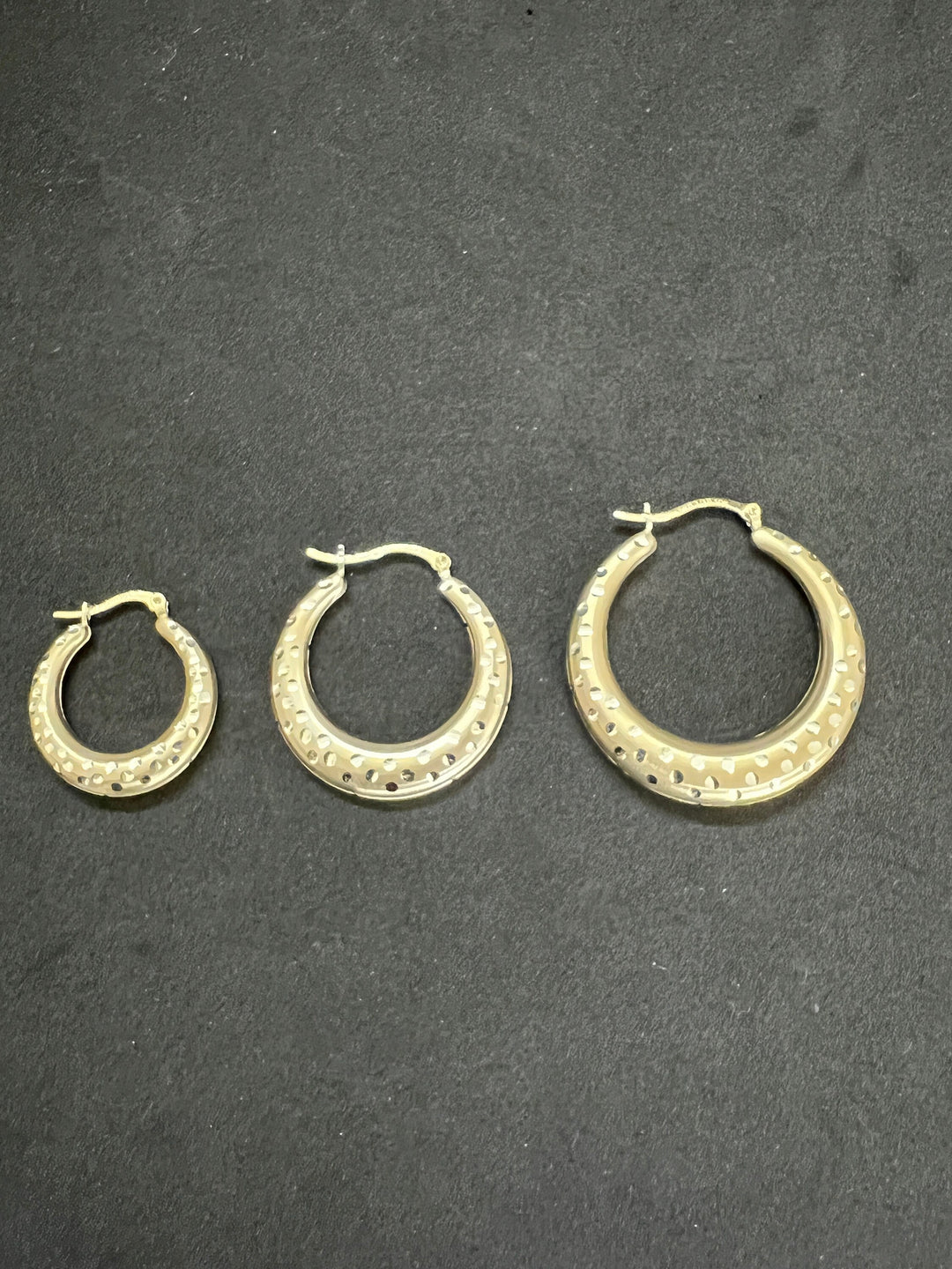 10K Yellow Gold .925 Sterling Silver Diamond Cut Hoop Earrings