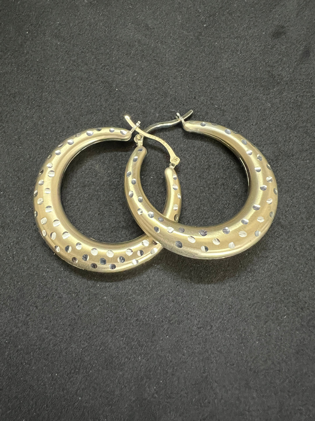 10K Yellow Gold .925 Sterling Silver Diamond Cut Hoop Earrings