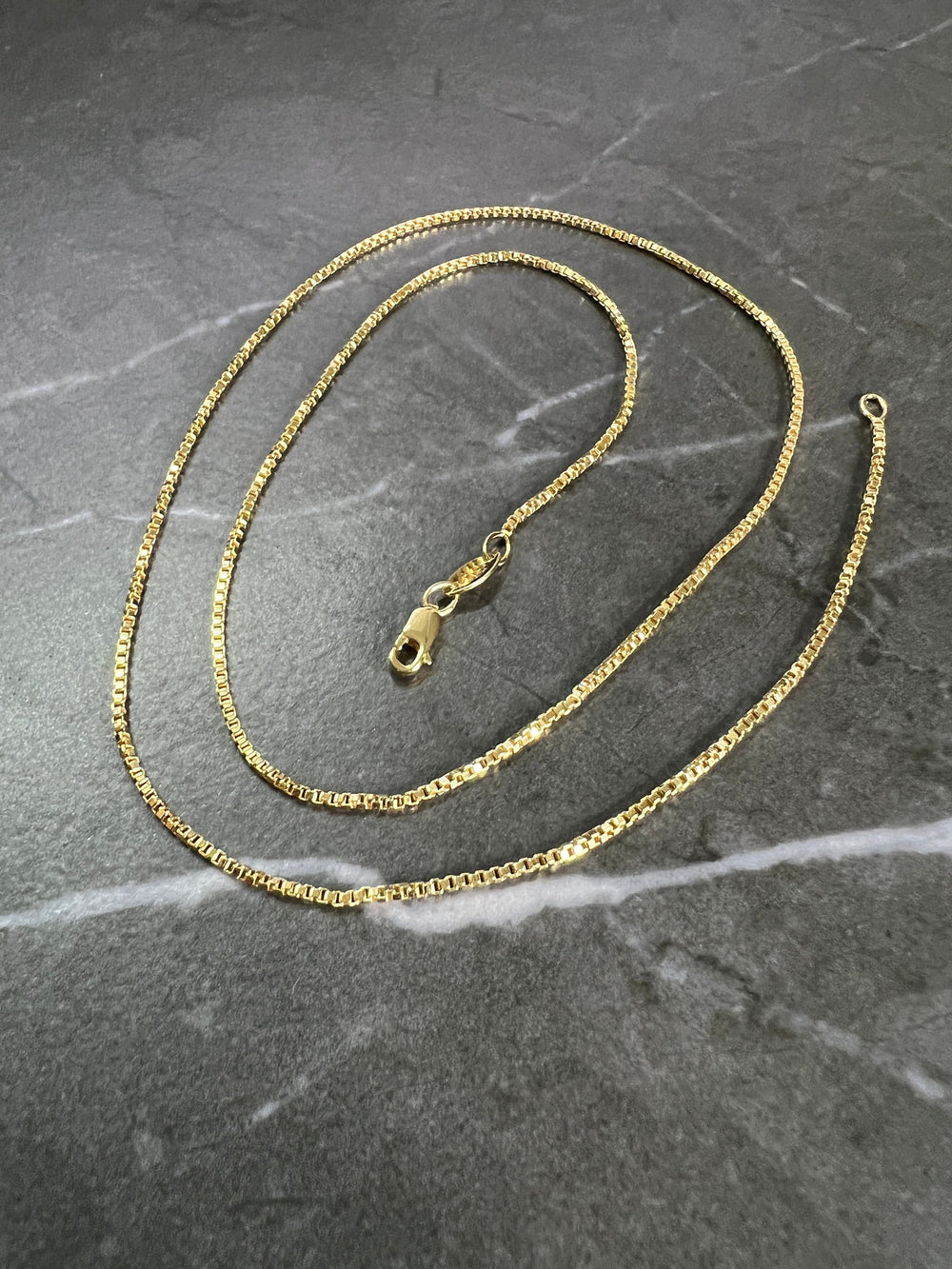 1mm Solid 10K Yellow Gold .925 Sterling Silver Box Chain Gold Necklace 1mm 16"-22"